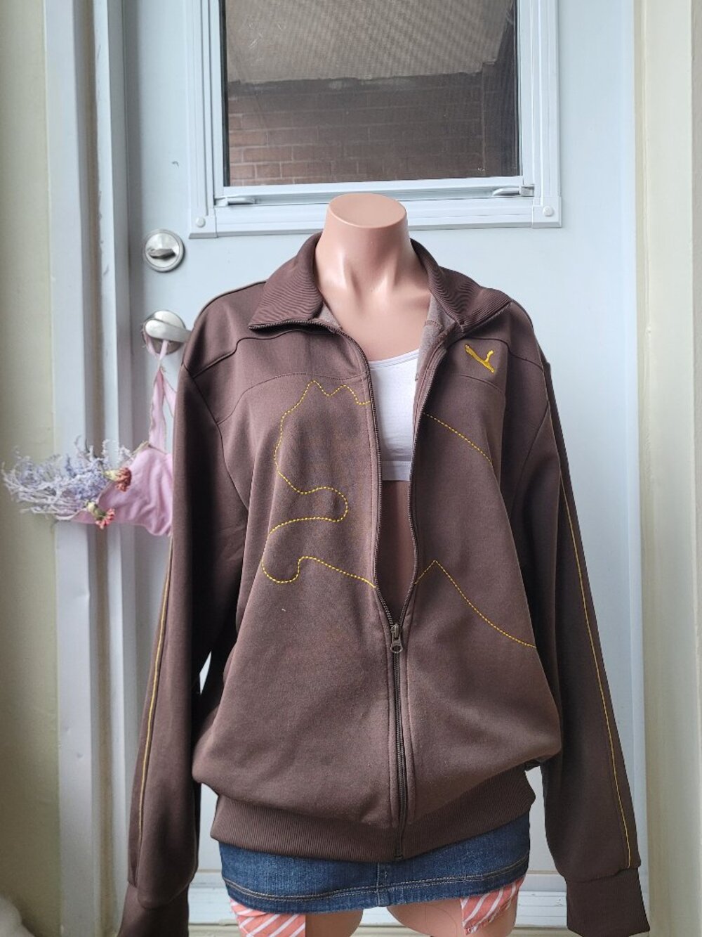 Puma Brown Embroidered Logo Track Jacket